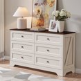 thumbnail image 3 of Farmhouse 6-Drawer Dresser, 52" White Wooden Chest of Drawers with Vintage Metal Handles, Large Bedroom Storage Organizer Cabinet, Rustic TV Stand for Living Room & Hallway, 3 of 8