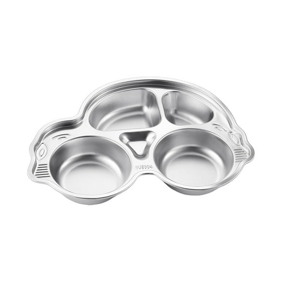 Plato dividido de acero inoxidable Bandeja dividida para niños Plato para la cena Bebés Niños pequeños y niños Comida Forma bonita Dieta T