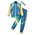 thumbnail image 4 of Doomiva Kids Girls 80s Hip Hop Tracksuit Long Sleeve Zip Up Top Jacket with Sweatpants Headband  Retro Disco Dancewear Blue 10-12, 4 of 5