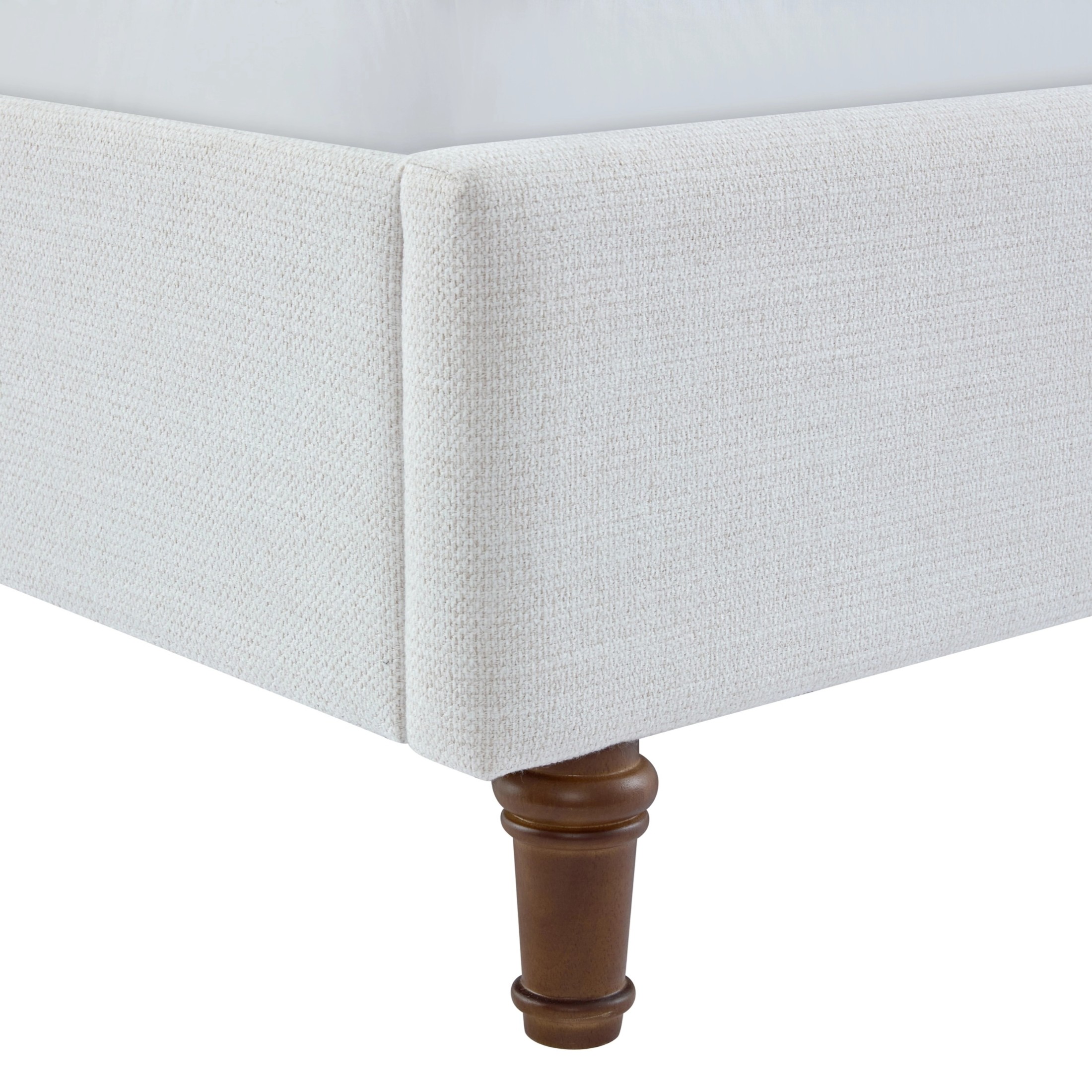 Noble House Hannah Queen Upholstered Bed Frame, 54" Tall Wingback Headboard, Metal Frame, Ivory