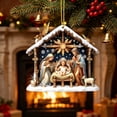 thumbnail image 6 of Yardvibe Handcrafted Christmas Nativity Ornament, 4 Inch Resin Hanging Piece with Radiant Star Accent, Holiday Display for Tree Mantel Shelf Window, Snowy Roof Manger Scene, 6 of 6