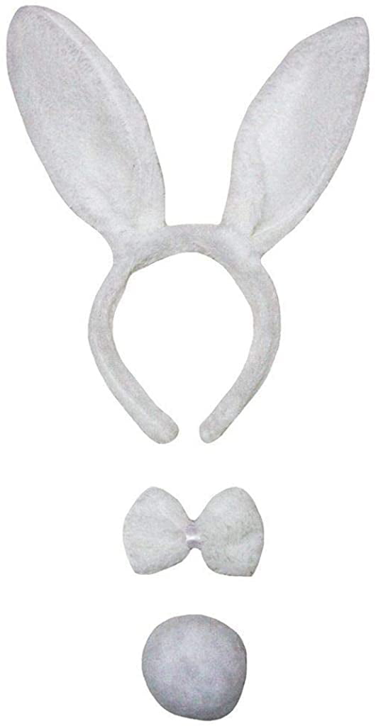 Petitebella Grey Bunny Headband Bowtie Tail 3pc Free Size Costume 