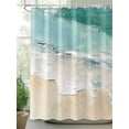 thumbnail image 2 of Summer Beach Shower Curtain, Teal Beige Ombre Wave Texture Painting Style Waterproof Shower Curtain Set with 12 Hooks Lightweight Washable Fabric Shower Curtains for Bathroom 36x72 Inches, 2 of 6
