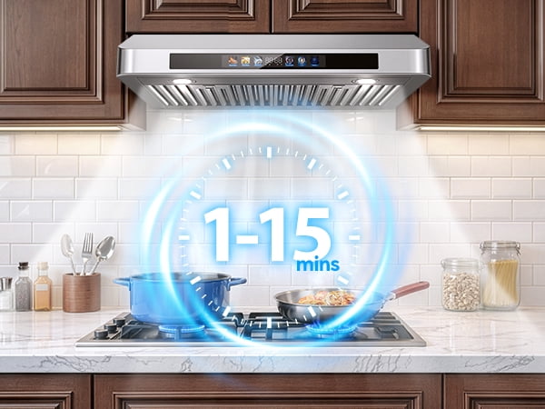 30 Inch Under Cabinet Range Hood with Voice/Gesture/Touch Control, 900 CFM Kitchen Vent Hood with 4-Speed Exhaust Fan, Stainless Steel Stove Hood with LED Lights, Baffle Filters