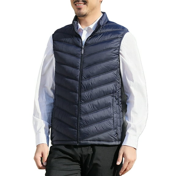 USNSM Men's Stand Collar Puffer Vest Winter Warm Down Vest Jacket Lightweight Packable Waistcoat Coats Outerwear Blue XXL