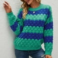 thumbnail image 4 of Aoochasliy Womens Sweaters Pullover Clothes Round- Neck Stripe Splicing Recreational Pullover Knitting Tops, 4 of 9