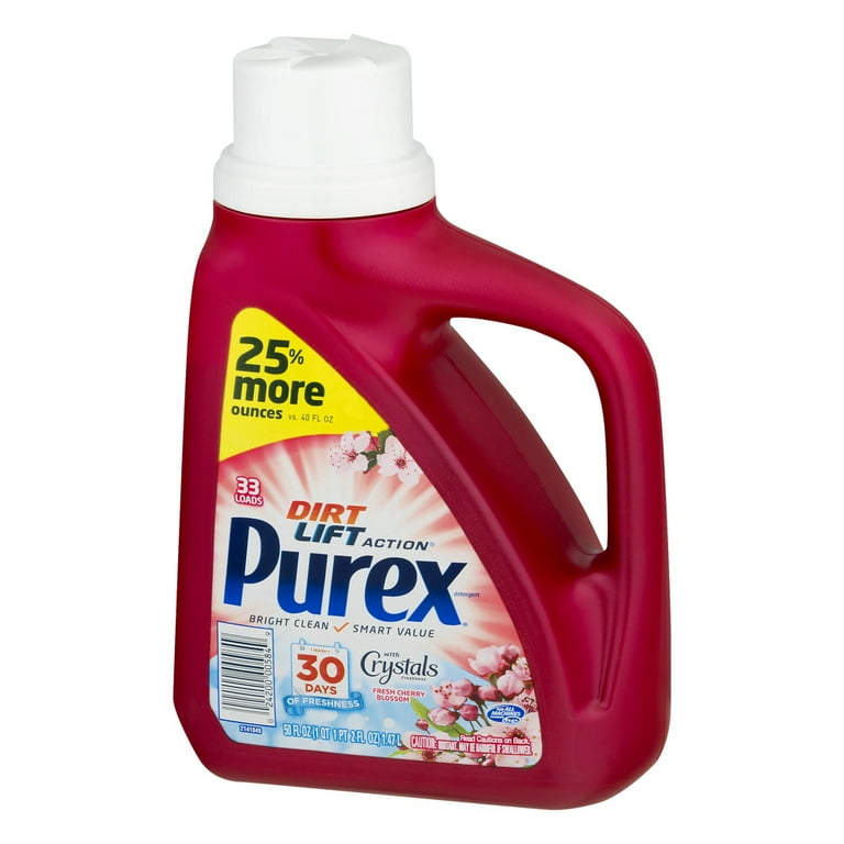 Purex Liquid Laundry Detergent with Crystals Fragrance, Fresh Cherry  Blossom, 50 Fluid Ounces, 33 Loads