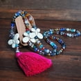 thumbnail image 1 of Collar de cuentas de cristal hecho a mano Xihbxyly con cadete de suéter con borlas y colgante para mujer, 1 of 2