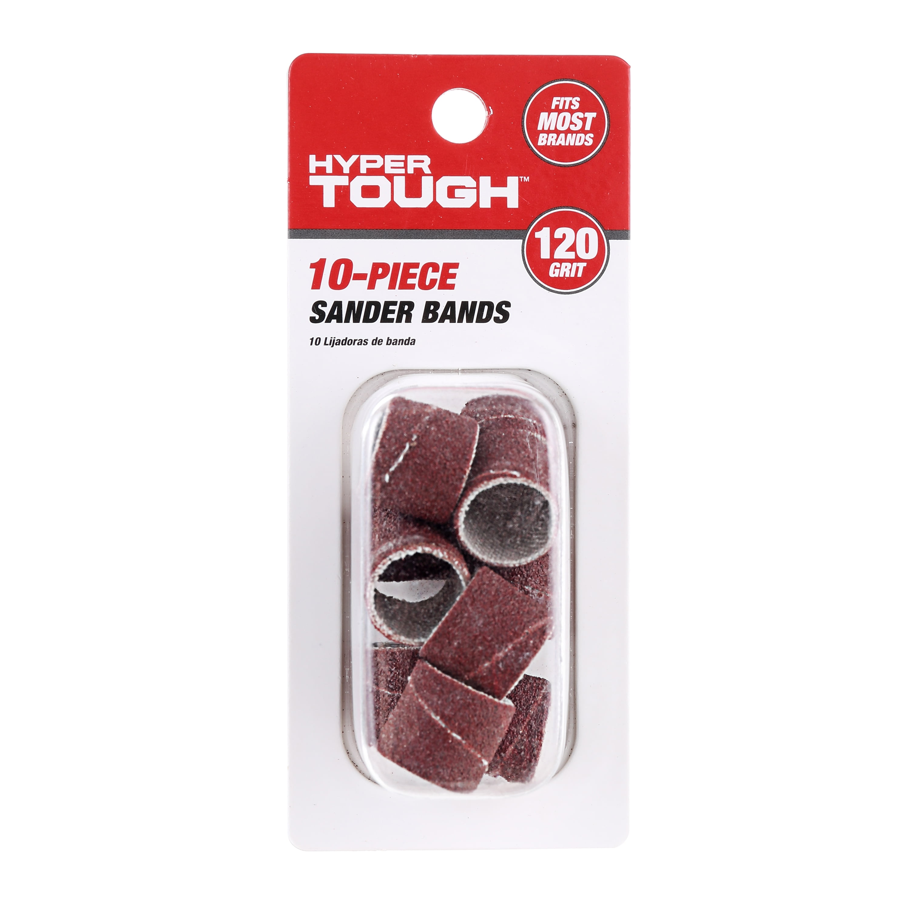 Hyper Tough 10-Piece Quantity Sanding Bands Sandpaper (120 Grit Material) Rotary Accessory, AU50035N