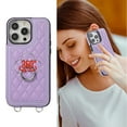 thumbnail image 6 of Dteck Crossbody Strap Wallet Case for iPhone 15 Pro,Magnetic Leather Card Slots Pocket Case Shockproof Ring Holder Stand Cover with Shoulder Strap,Purple, 6 of 8