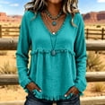 thumbnail image 3 of WULMLEO Women's Boho Western Fringe Tops Bohemian Gauze Cotton Linen Flowy Shirts Green L, 3 of 9
