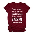 thumbnail image 2 of Gibobby Casual Playera de Manga Corta para Mujer Camiseta informal para mujer, camiseta a la con estampado de letras, camiseta de manga corta con cuello redondo, ca(Vino,G), 2 of 5