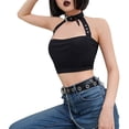 thumbnail image 1 of Gibobby Halter Sexy Bandeau Crop Moda Hebilla Tops Mujeres Casual Cuello Blusa de mujer(Negro,G), 1 of 5