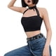 thumbnail image 1 of Playeras,Blusas y Tops,Ropa para Mujer Loose Tank Tops Para Las Mujeres Sexy Bandeau Crop Moda Hebilla Tops Mujeres Casual Cuello Blusa de mujer (Black, L), 1 of 7