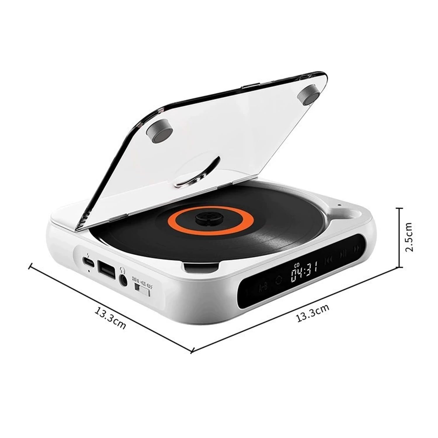 Yuguz Portable CD Player, New Bluetooth-Compatible CD-Player with Headphones, Supports CD/USB/BT and Repeat Modes, Mini Rechargeable Discman for Home, Office, Travel (Black)