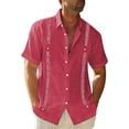thumbnail image 2 of Men's Casual Guayabera Cuban Shirt Outdoor Casual Short Sleeve Printed Clothing Sports Fashion Streetwear Designer, 2 of 4