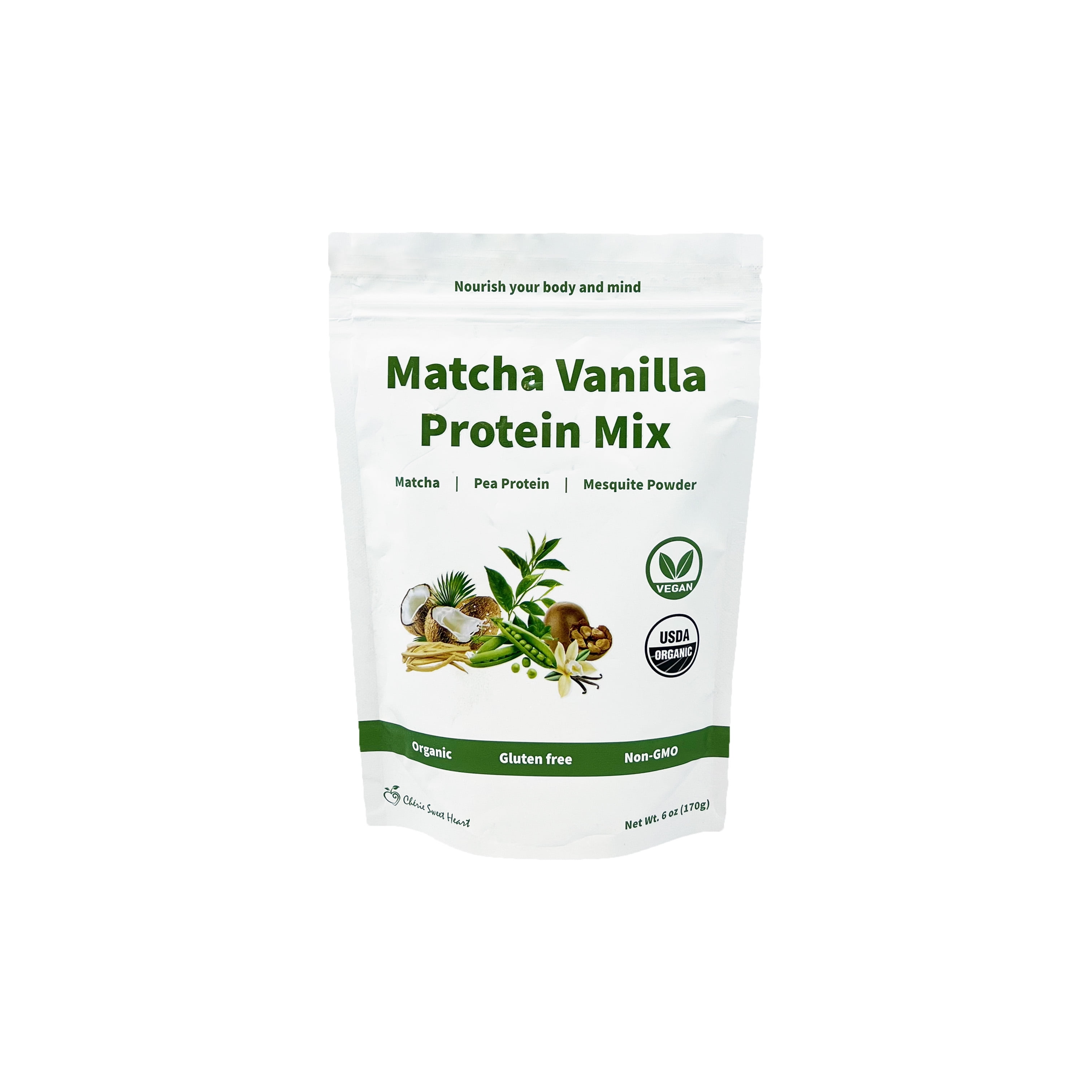 Matcha Vanilla Protein Mix Smoothie Cherie Sweet Heart Plant Based