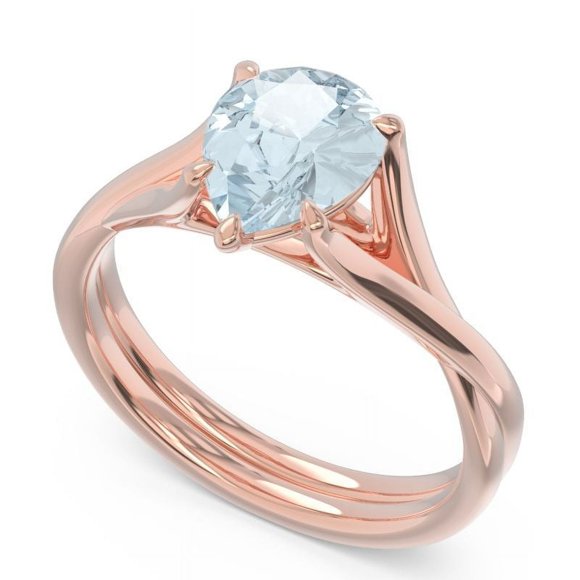 Bague de Fiançailles Solitaire Brillante pour Femme en Or Rose Massif 14K avec Pierre Précieuse Aigue-Marine Taille Poire de 2,00 Carats Taille 3 par Diamond-Capitals