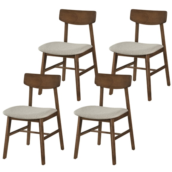 ELLEGNT 4 PCS Curved Backrest Dining Chairs – Linen Upholstered Seat, Fabric Kitchen Chairs for Home