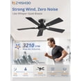 thumbnail image 3 of Ventilador de techo ZMISHIBO de 42" negro, montaje empotrado, control remoto, motor DC, 3 of 6