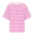thumbnail image 6 of Conairie Women Short Sleeve Shirts Casual Stripe Loose Crew Neck T Shirt Fashion Elegant Breathable Work Tee Pullover Outfits Pink XL, 6 of 6