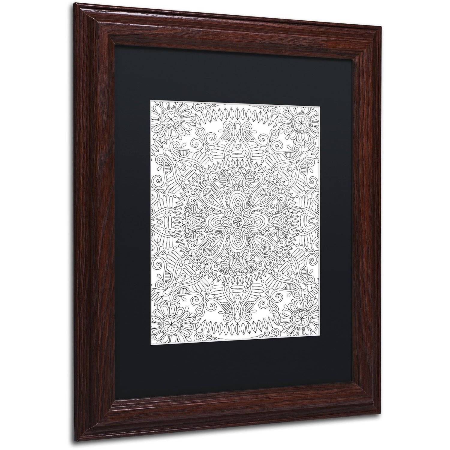 Trademark Fine Art "Mandala One" Canvas Art by Hello Angel, Black Matte, Wood Frame