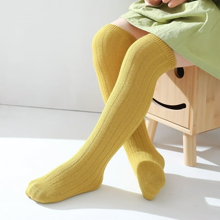 

Toddler Kids Baby Girls Casual Solid Ribbed Knee High Antislip Stockings Socks