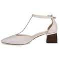 thumbnail image 2 of Journee Signature Womens Genuine Leather Cameela Buckle Low Stacked Heel Almond Toe Pumps, 2 of 8