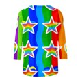 thumbnail image 6 of Xdegoge T-Shirt for Women Crewneck 3/4 Sleeve Casual Pastel Gradient Rainbow Striped Pattern Loose Fit Soft Flowy Breathable Modern Aesthetic Daily Spring Fashion Tops, 6 of 6