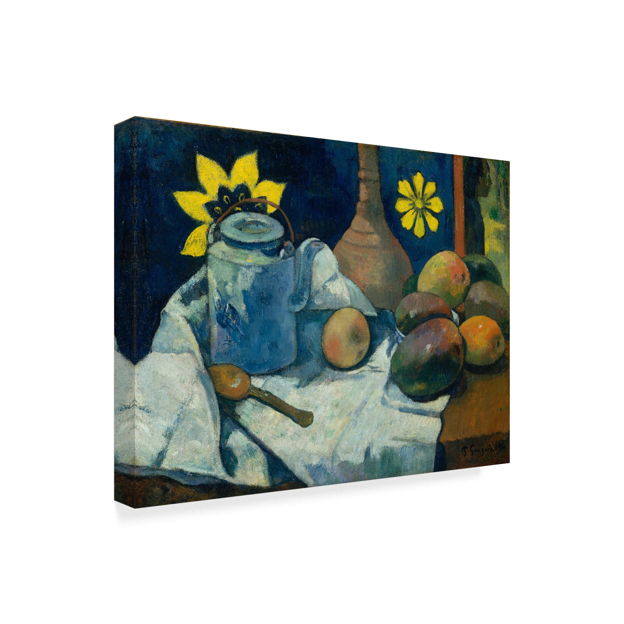 Trademark Fine Art 'With Teapot And Fruit' Canvas Art by Paul Gauguin