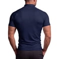 thumbnail image 3 of EOYWHK Men's Athletic Shirts & Tees Mock Neck Soft Stretch Compression Shirts Short Sleeve Slim Fit Casual Tee for Sport Training Workou Blue XXL, 3 of 5