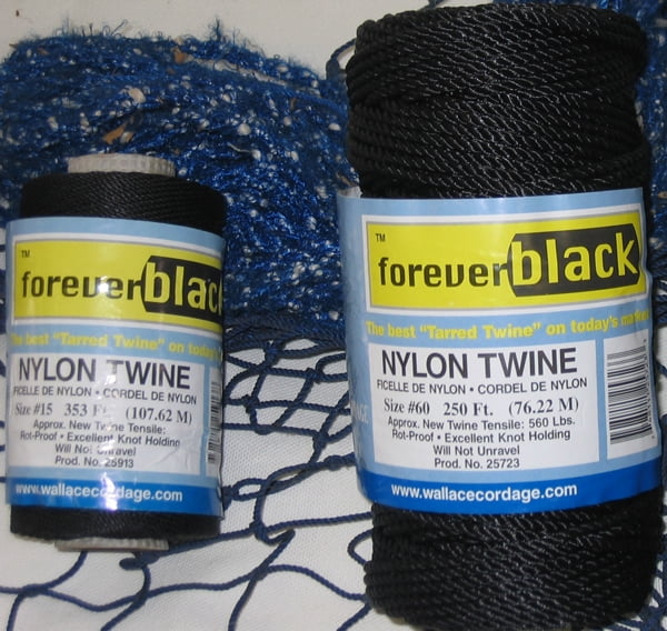 Nylon Twine Black 1/4 lb 1-pack Tarred Size #15 Twisted TWT-15Q 