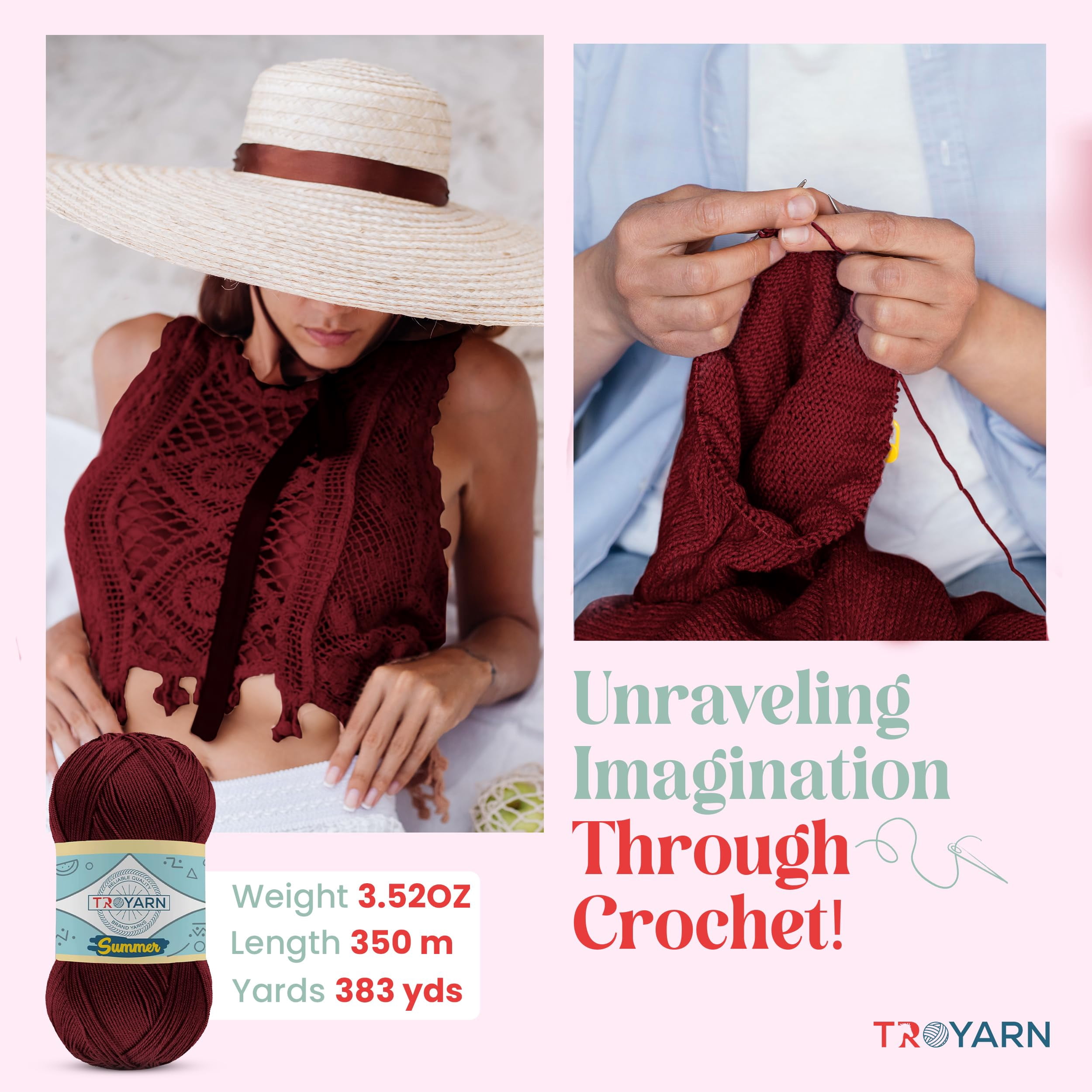 Yarn for Crocheting & Knitting - 4 Skeins (4x383 Yds) (105057 - Claret Red) Crochet Yarn - 100% Microfiber Acrylic Yarn - Knitting Yarn for Craft Projects