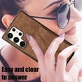 thumbnail image 6 of for Samsung S22 Ultra Case with Zipper Card Holders and Crossbody Strap & Short Belt for Women, RFID Blocking PU Leather Button Flip Shockproof Wallet Case Cover for Galaxy S22 Ultra - Brown, 6 of 10