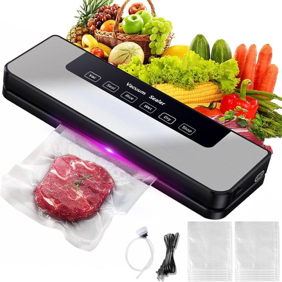 Powerful Vacuum Sealer Machine - 65KPa Suction, 30 Free Bags, Automatic Food Saver with Moist & Dry Modes for Meat, Vegetables & More
