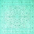 thumbnail image 1 of Ahgly Company Machine Washable Indoor Square Medallion Turquoise Blue Traditional Area Rugs, 6' Square, 1 of 4