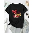 thumbnail image 2 of T-Shirt Chic pour Femme à Imprimé Papillon, Nœud et Serpent - Col Rond Décontracté, Manches Courtes, Mélange de Polyester Extensible, Lavable à la Machine - Parfait pour l'Été, la Fête des Pères, la Fête des Mères, le Nouvel An, les Fêtes du Printemps, 2 of 6