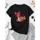 thumbnail image 2 of Camisetas para mujer, de verano, casual, manga corta, cuello redondo, con estampado, color blanco negro, blusaChic Butterfly Bow & Snake Print Women's T-Shirt - Casual Crew Neck, Short Sleeve, Stret, 2 of 6