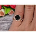 thumbnail image 2 of Milgrain 2.25 Carat Round Cut Black Diamond Moissanite Wedding Set Engagement Bridal Ring 10k Rose Gold Marquise Matching Band, 2 of 6