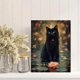 thumbnail image 2 of Qisvanset Framed Canvas Wall Art 12x16 Inch Water Lily Pond Black Cat Fantasy Wall Art, 2 of 5