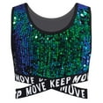thumbnail image 2 of TiaoBug Girls Hip Hop Modern Jazz Stage Performance Tank Vest Sleeveless Dancewear Sparkle Dance Tops Green 10, 2 of 3