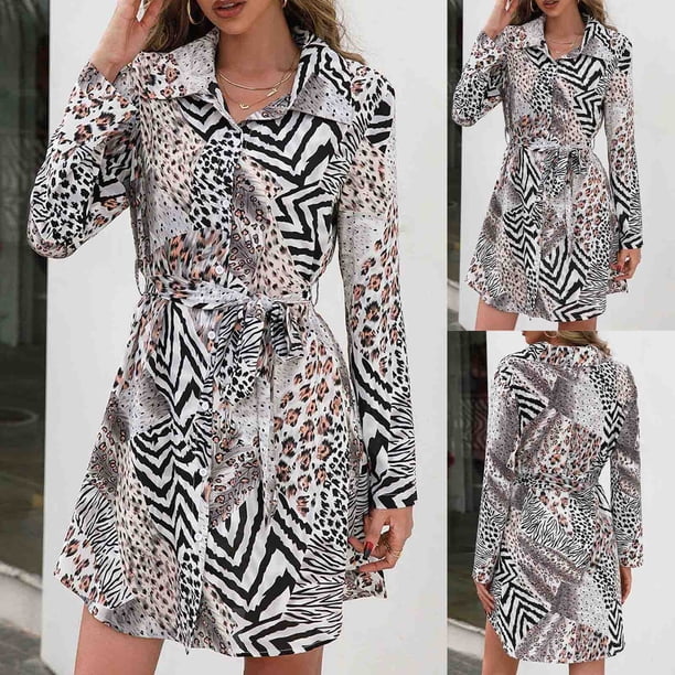 Moda mujer manga larga frente abierto suelta prendas de vestir exteriores blusa impresa abrigo Tops Fridja po2363