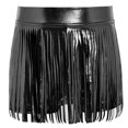 thumbnail image 3 of Hansber Kids Girls Metallic Shorts Hip Hop Jazz Dance Performance Cheerleading Tassels Skirts Dancewear Black 14, 3 of 5