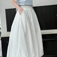 thumbnail image 6 of Miluxas Girls Maxi Skirts Summer Boho Solid Beach Elastic High Waist Pleated A-Line Flowy Swing Long Maxi Skirts White 15 Years(170), 6 of 9