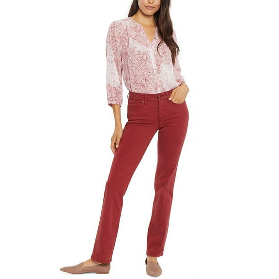 NYDJ Women's Marilyn Straight Leg Stretch Jeans Red Size 10