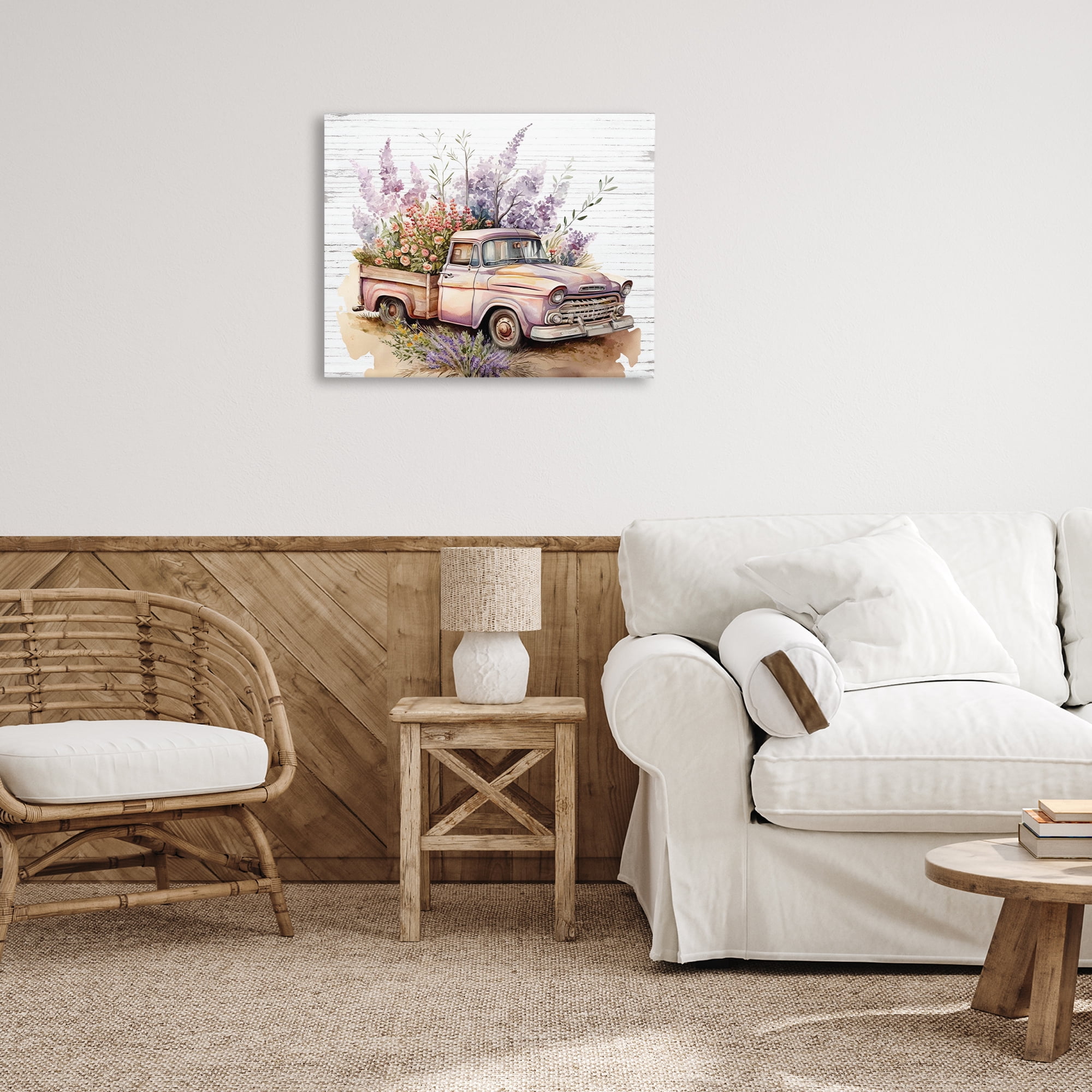 Stupell Industries Lavender Filled Truck Transportation Painting Gallery Wrapped Canvas Art Print Wall Art, 30 x 24