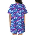 thumbnail image 6 of Fotbe blue Skull purple flower Print Pajama Set for Women 2 Piece Loungewear Short Sleeve Tops and Shorts Set Soft Sleepwear-3X-Large, 6 of 7