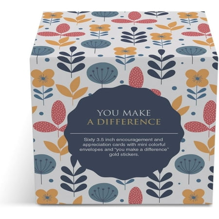 Dessie 60 Inspirational Mini Cards with “You Make A Difference” Messages, 3.5” x 3.5”
