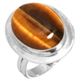 thumbnail image 1 of 925 Silver Ring For Women - Teens Brown Real Tiger Eye Stone Silver Ring Size 11.5 June Birthstone Boho Silver Ring Size 11.5 Gift For Wife On Valentine's Day 925 Silver Jewelry With Gemstone, 1 of 6