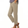 thumbnail image 4 of Nestiefly Women's Golf Pants with Pockets Casual Straight Leg High Waisted Sweatpants Lounge Beach Vacation Travel Pants with Pockets Beige L, 4 of 7